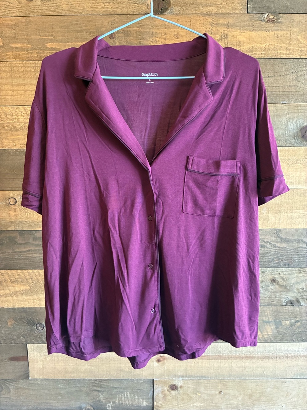 GapBody Women's Plum Button-Front Short-Sleeve Pajama Top